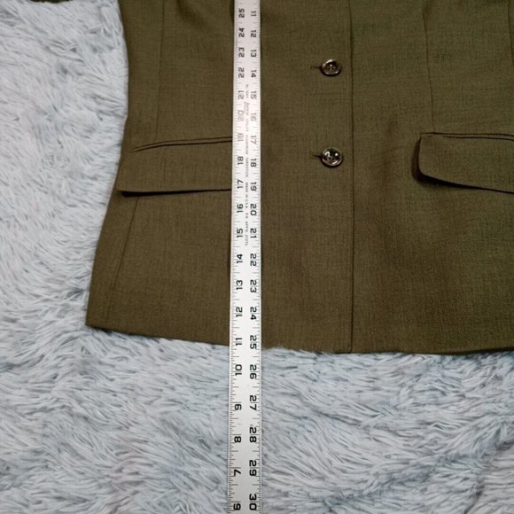 Le Suit Essentials Womens Suit Jacket Blazer Green Petite 6P Button Lined Pocket - Picture 7 of 10
